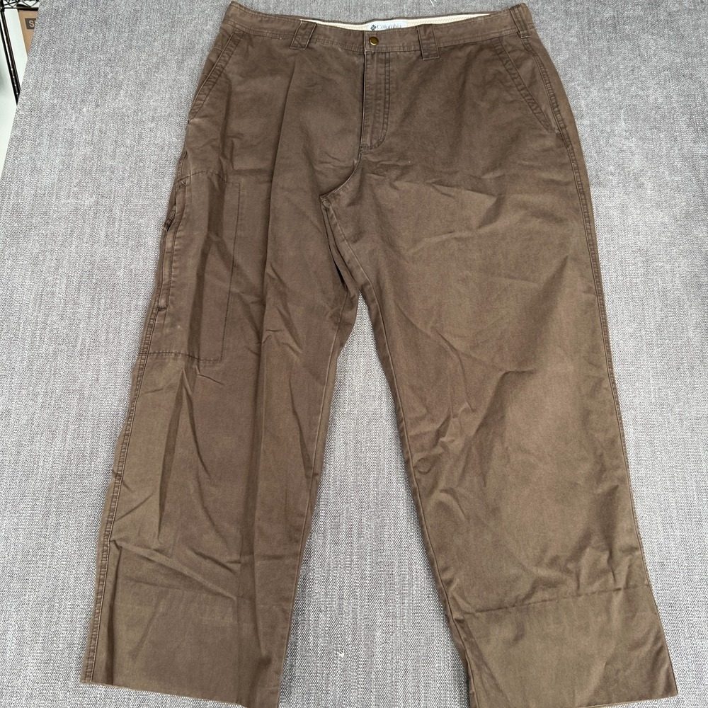 Columbia Hiking Cargo Pants Mens 38x32 Brown Zipper Pocket Casual Travel Outdoor